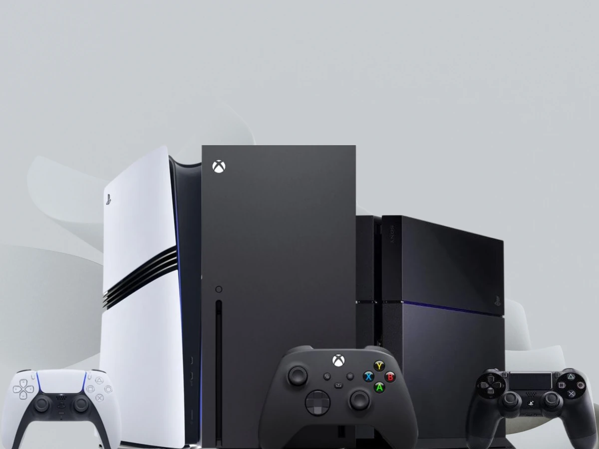 Gaming consoles including PlayStation 5 and PlayStation 4